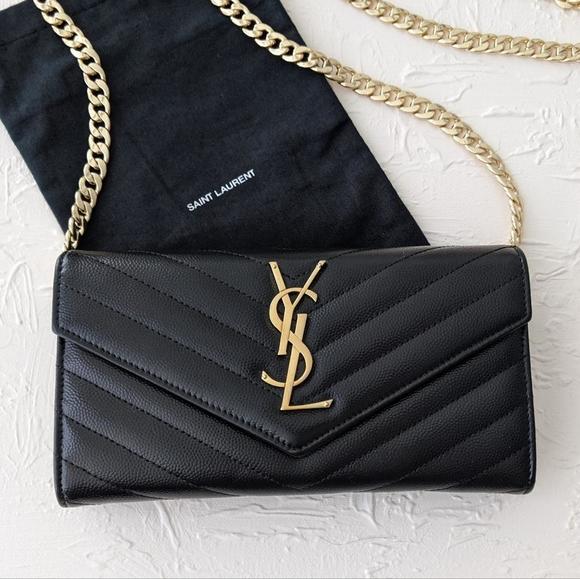 Yves Saint Laurent Bags Authentic Ysl Wallet Blackgold Logo Made In Italy Poshmark